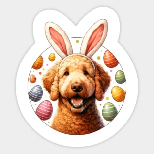 Curly-Coated Retriever Celebrates Easter with Joy Sticker